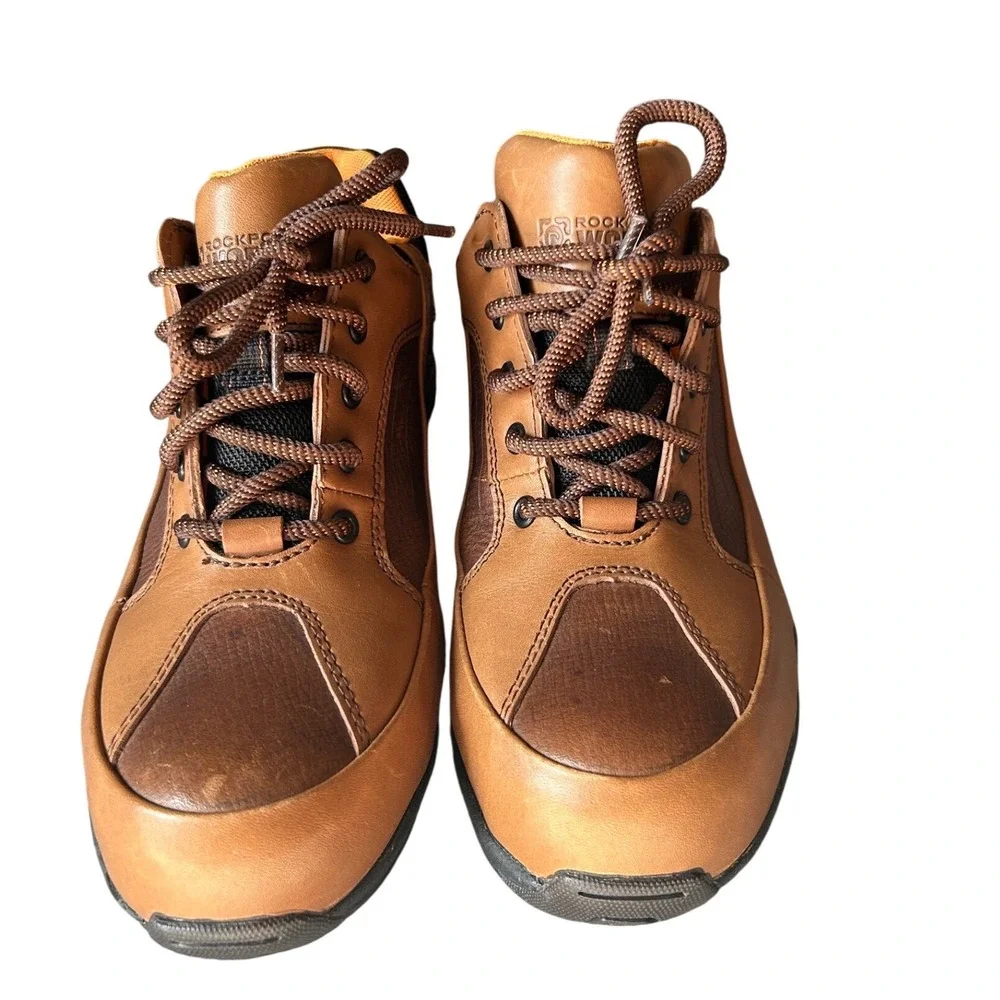 Rockport Works Mens Brown Leather Steel Toe Safety Boots RK610 Unisex M 9/W 10.5
